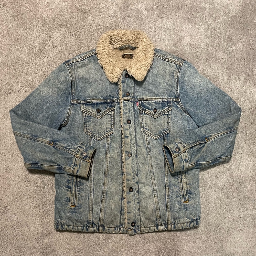 Levi’s Skateboarding Collection Sherpa Lined Jacket Mens Small Cotton Blue